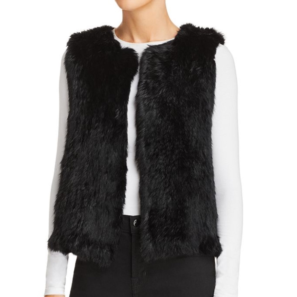 525 America Genuine Rabbit Fur Vest - Black Large